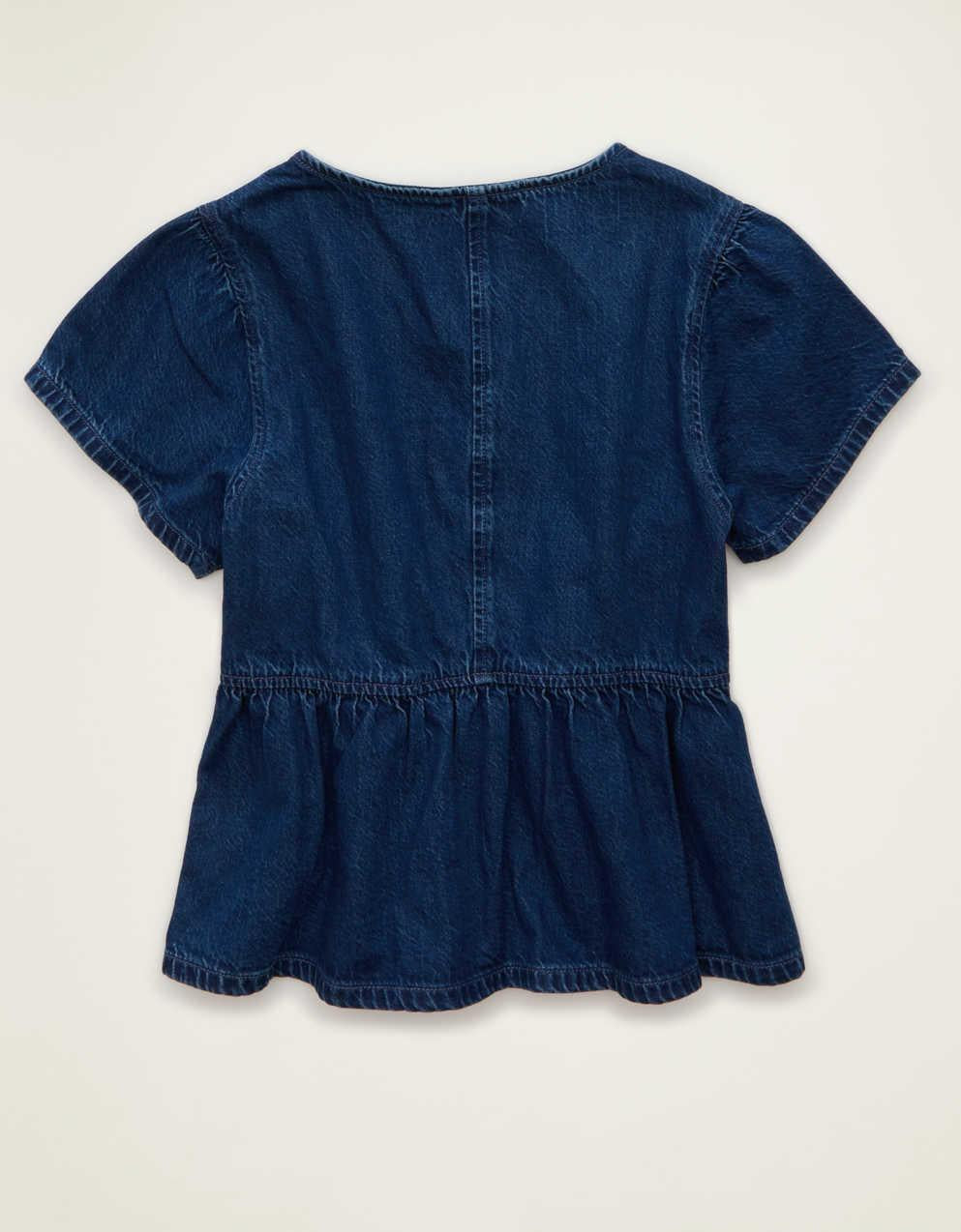 AE Short-Sleeve Denim Peplum Top