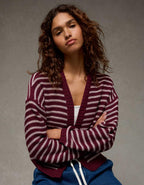 AE Balloon-Sleeve Open-Front Cardigan