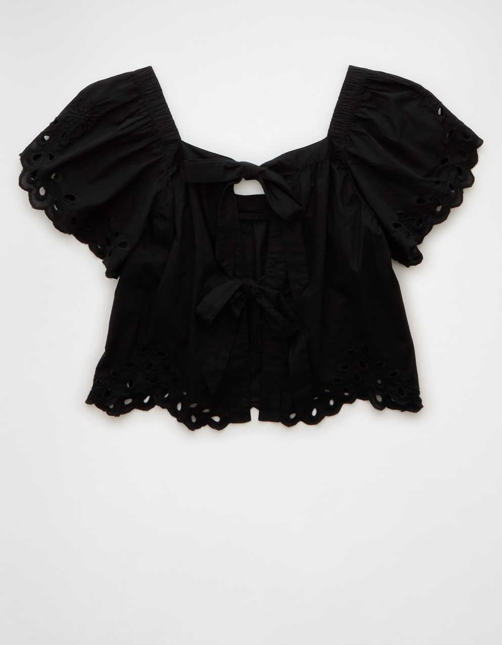 AE Tie Back Eyelet Crop Top
