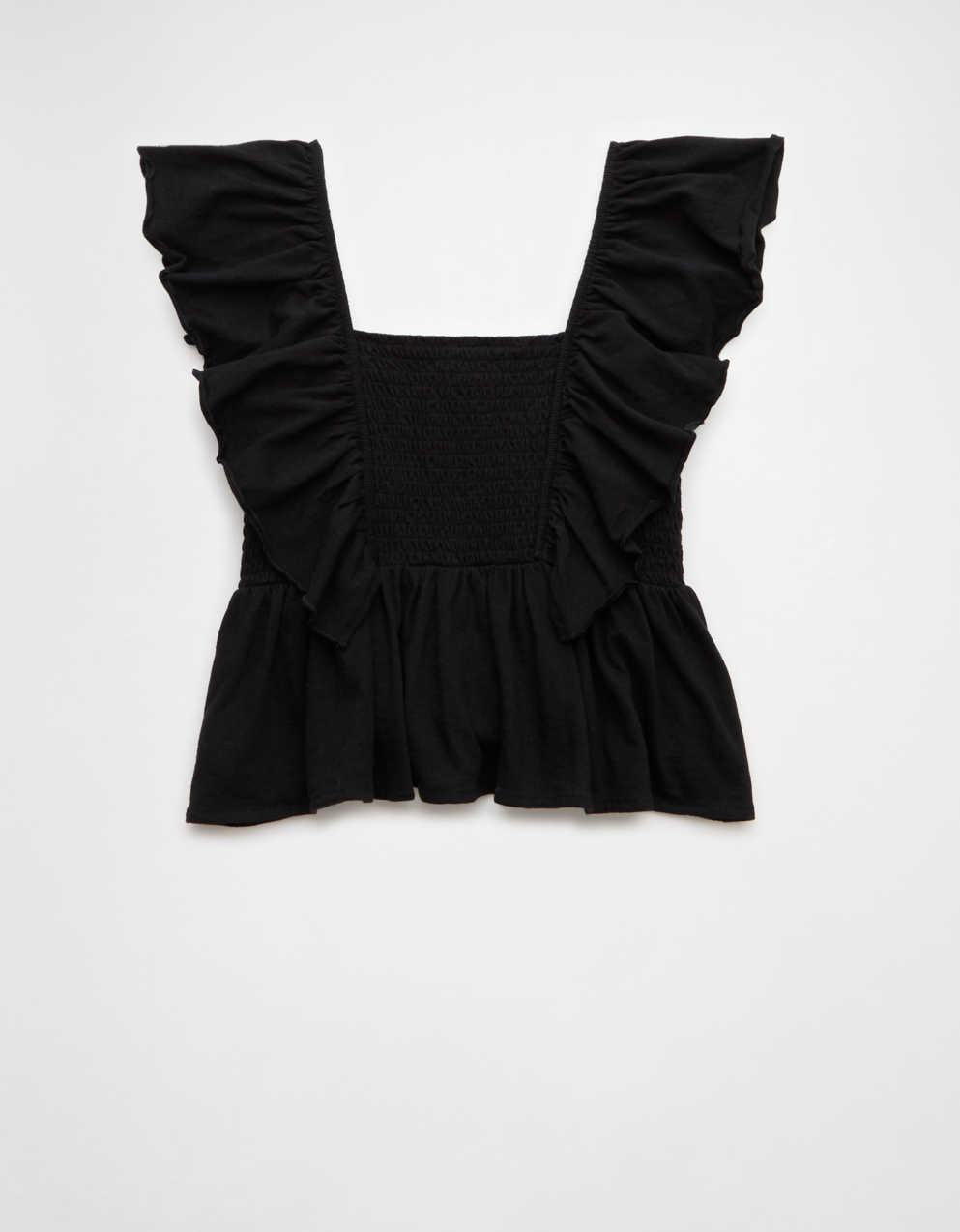 AE Sunchaser Knit Flutter Sleeve Babydoll Shirt