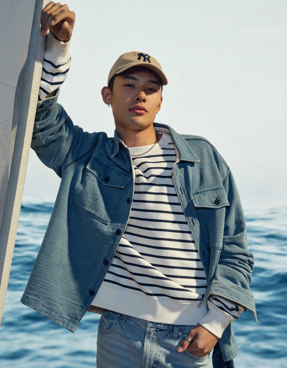 AE 레이드백 Luxe 스트라이프 스웨트셔츠