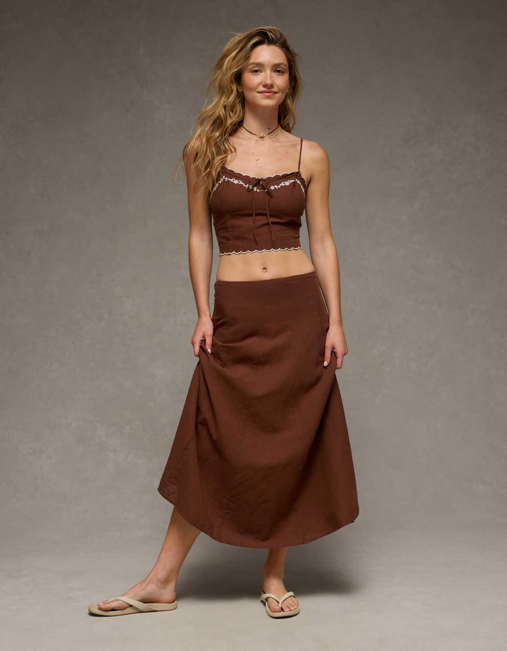AE Embroidered Scalloped-Hem Cami