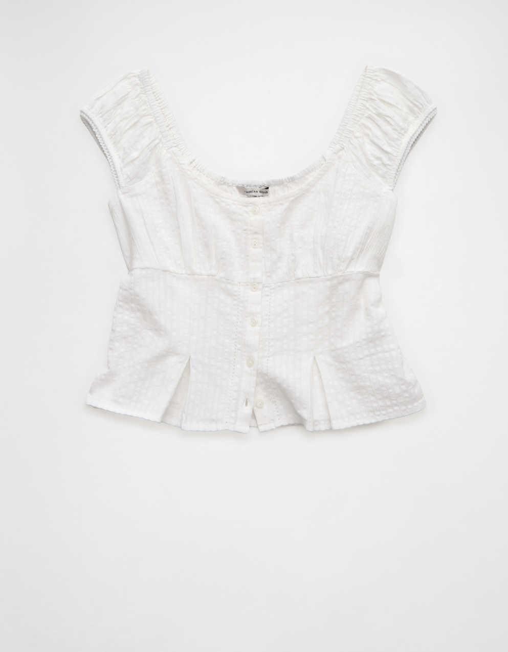 AE Cap-Sleeve Button-Up Top