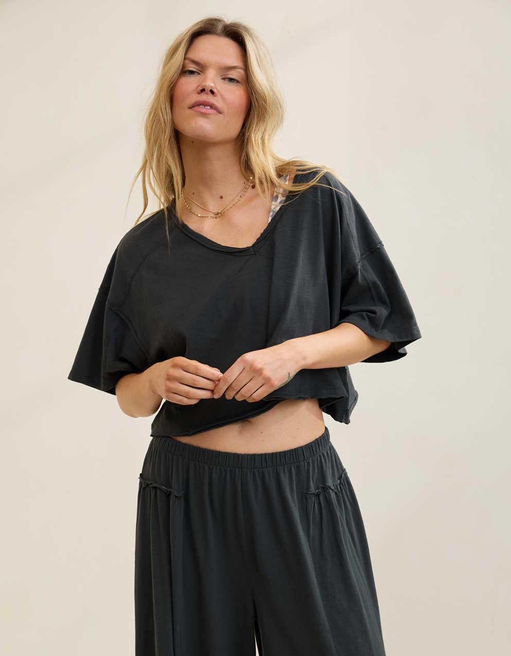 Aerie 해피스트 크롭 V넥 티셔츠