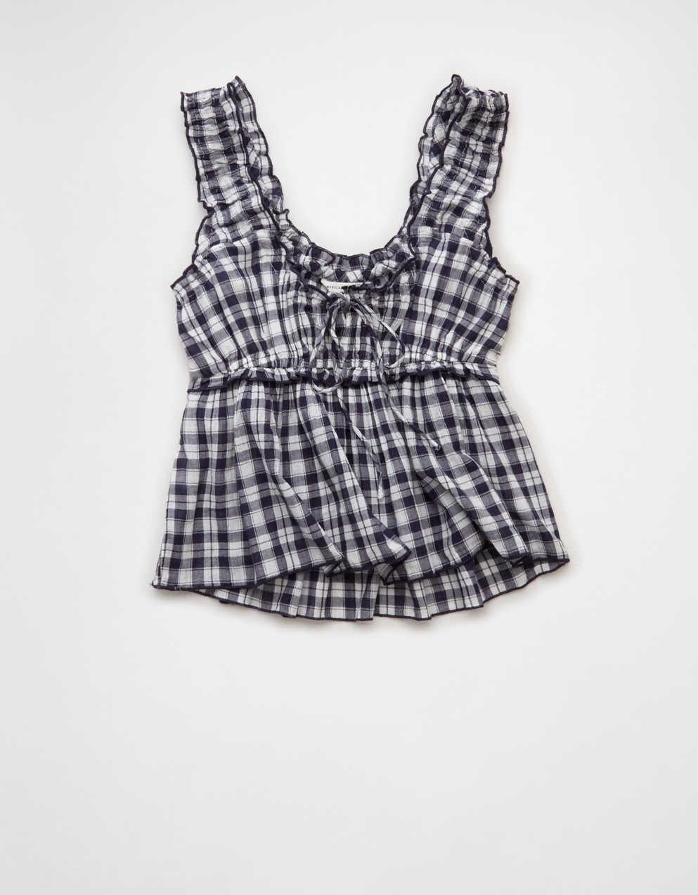 AE Ruched Strap Cropped Tank Top