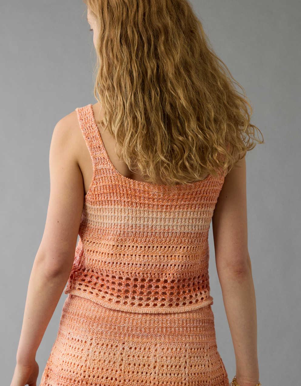 AE Space Dye Cropped Crochet Tank Top