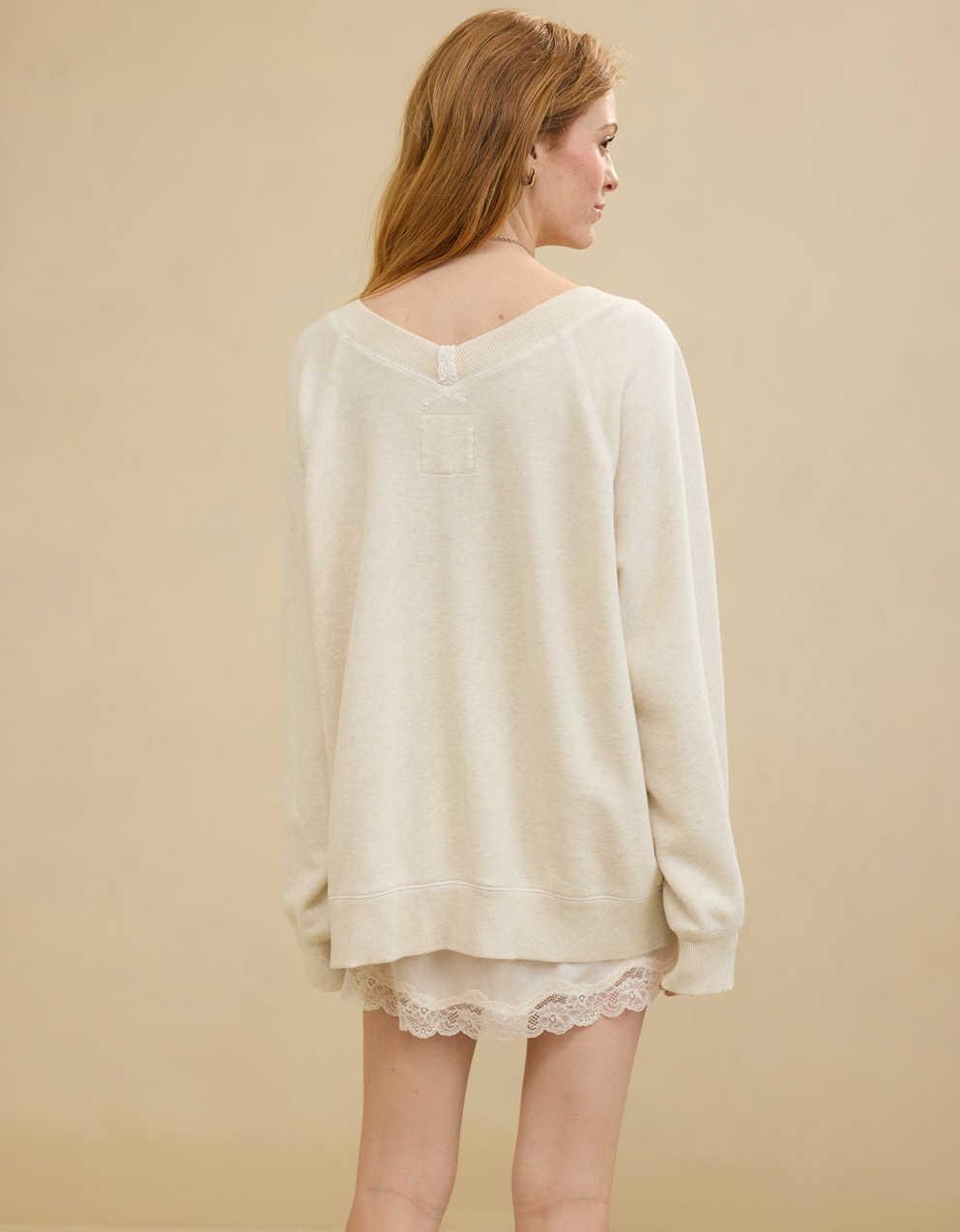 Aerie 다운타임 브이넥 스웨트셔츠