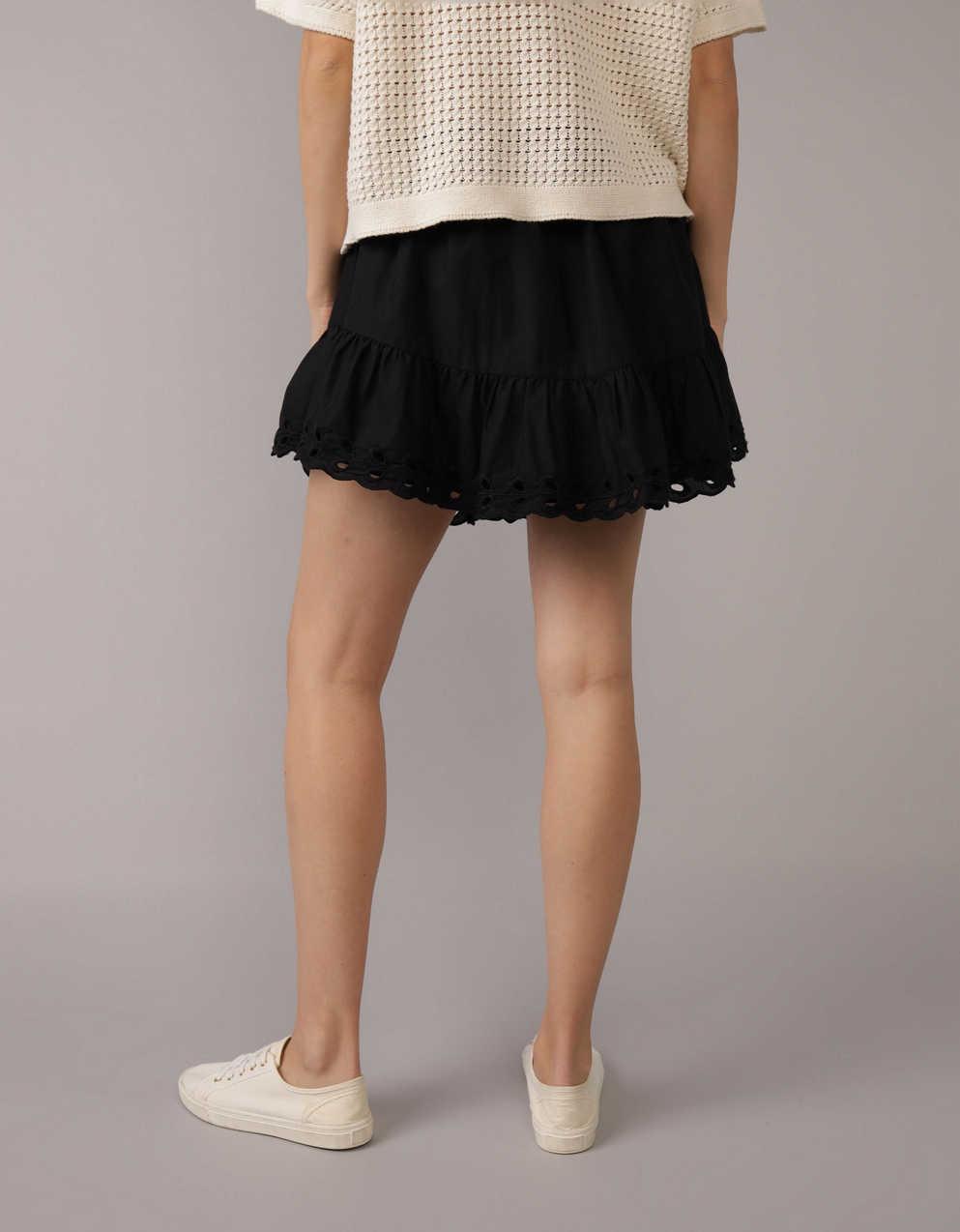 AE High-Waisted Embroidered Eyelet Mini Skirt