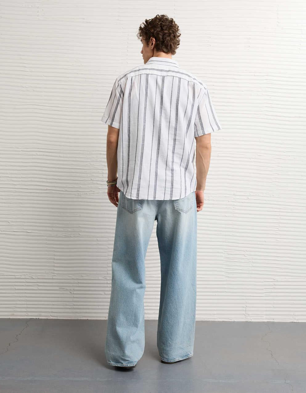 AE Standard Fit Linen-Blend Button-Up Shirt
