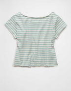 AE Off-the-Shoulder Striped T-Shirt