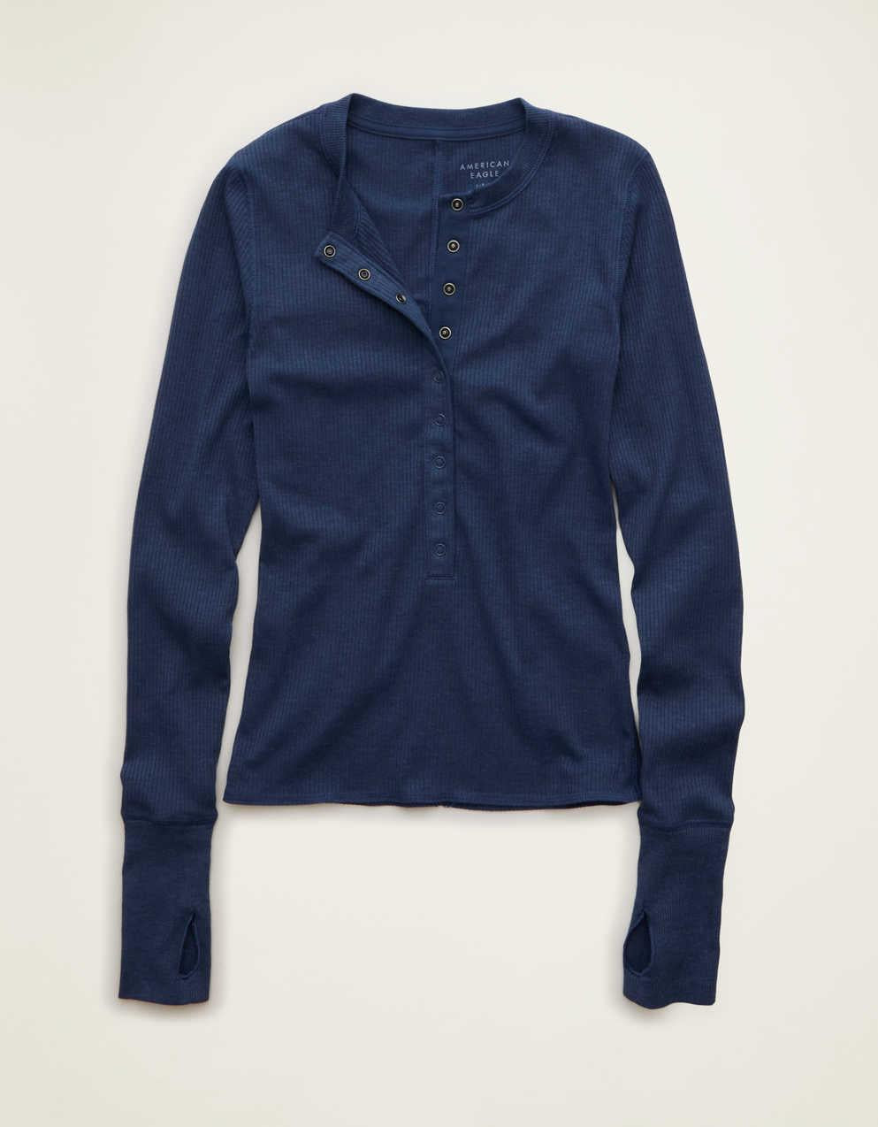 AE Long-Sleeve Henley T-Shirt