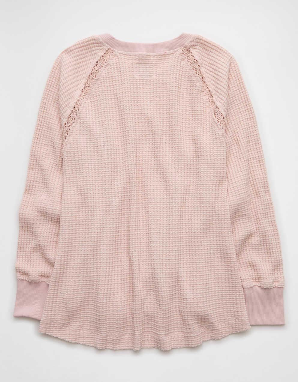 AE Big Hug Notch Neck Waffle Sweatshirt