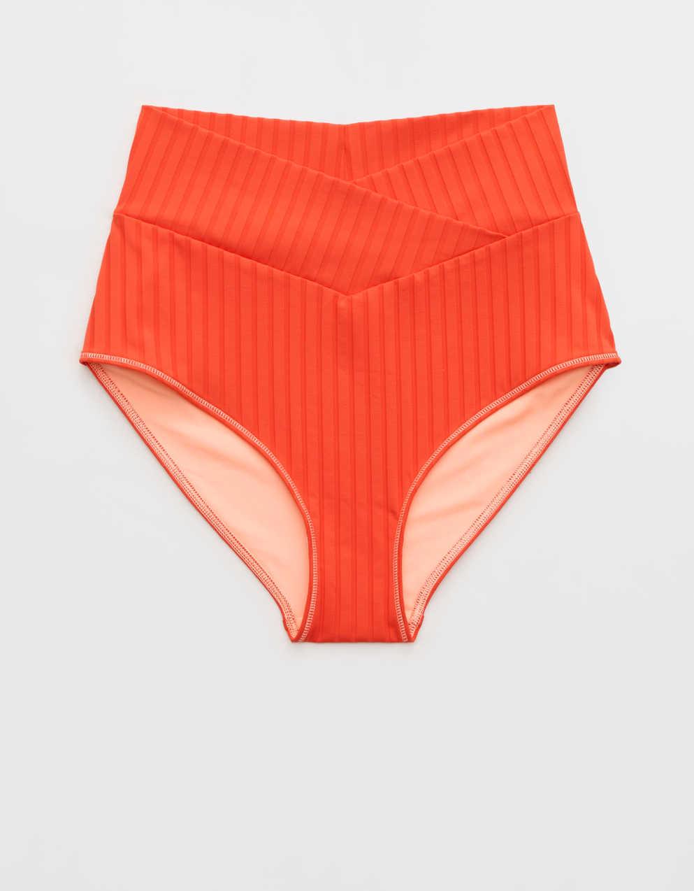 Aerie 립 하이 웨이스트 풀 커버 비키니 하의