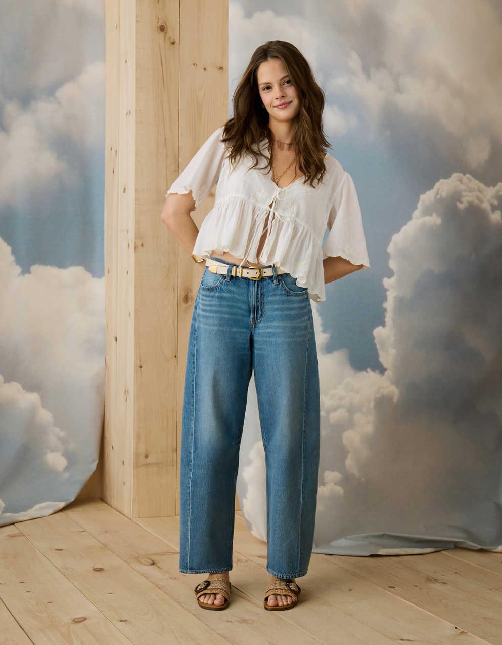 AE Dreamy Drape Strigid Barrel Jean