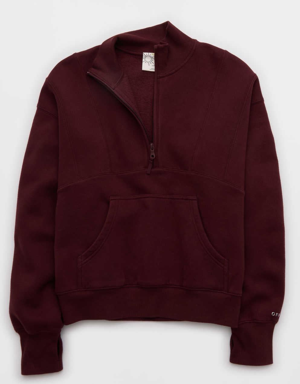 OFFLINE By Aerie Cloud Fleece Seamed Quarter Zip Sweatshirt
