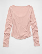 AE Waffle Long Sleeve Button-Up Tee