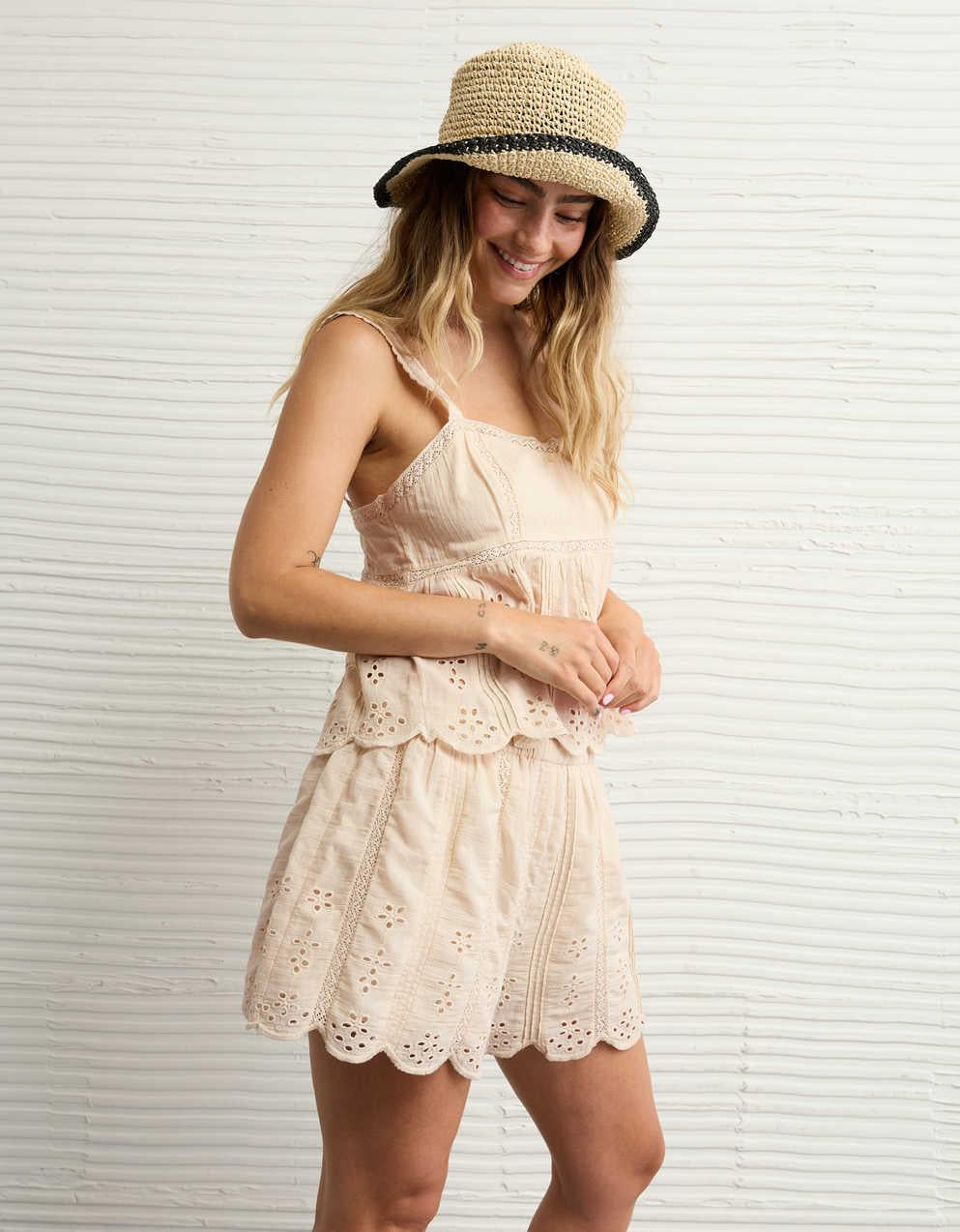 AE High-Waisted Eyelet Short