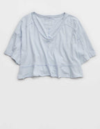 Aerie 해피스트 크롭 V넥 티셔츠