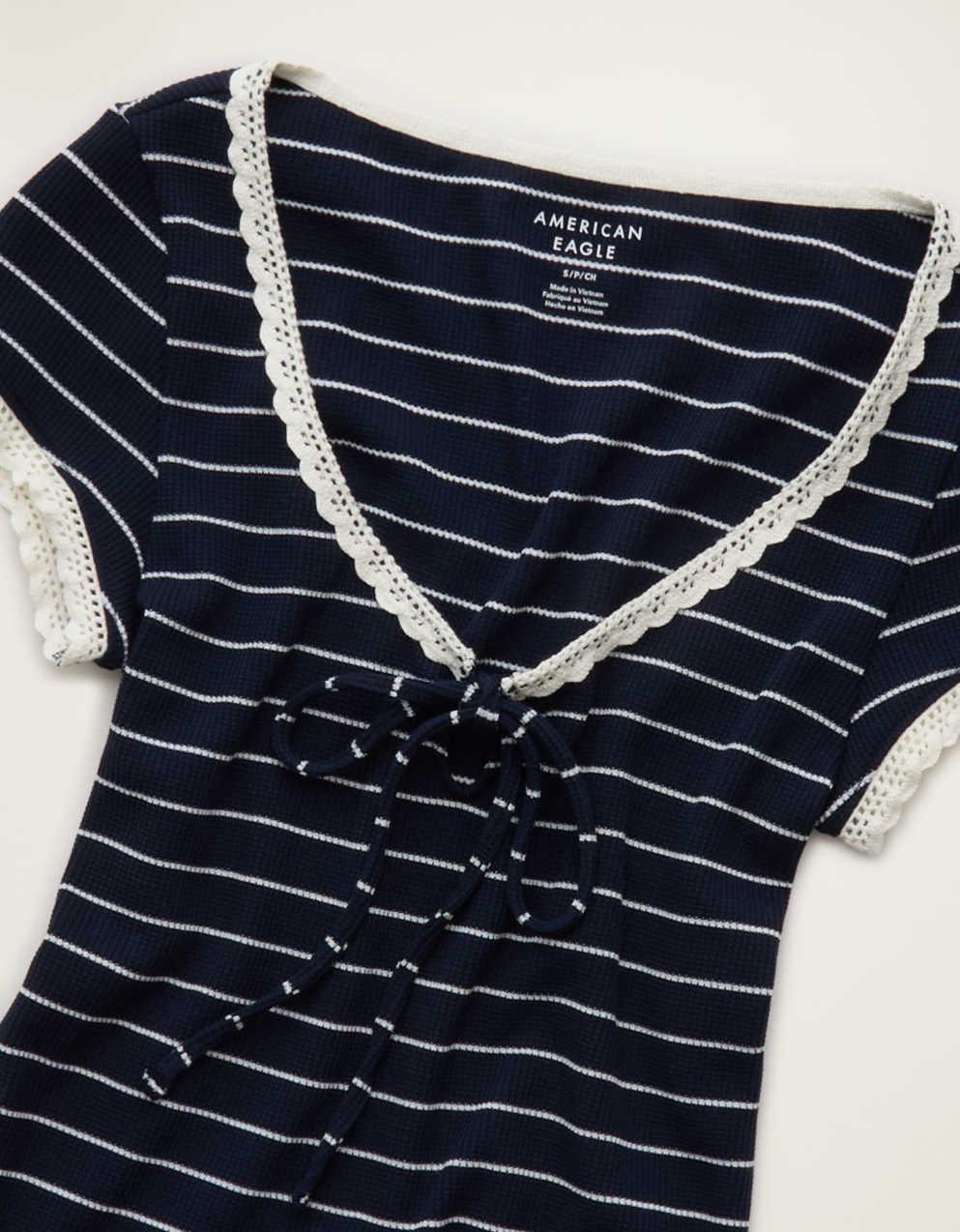 AE Keyhole Hey Baby Waffle Tee