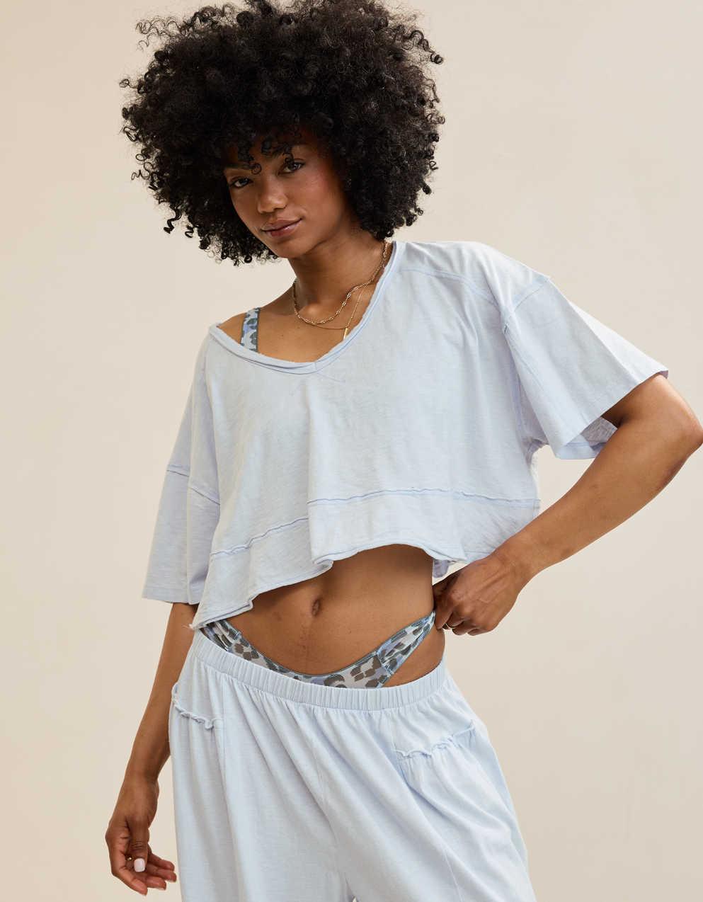 Aerie 해피스트 크롭 V넥 티셔츠