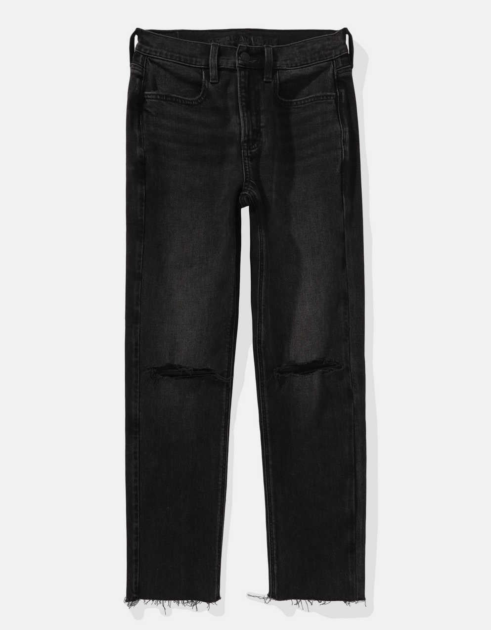AE Stretch Ripped Super High-Waisted Ankle Straight Jean