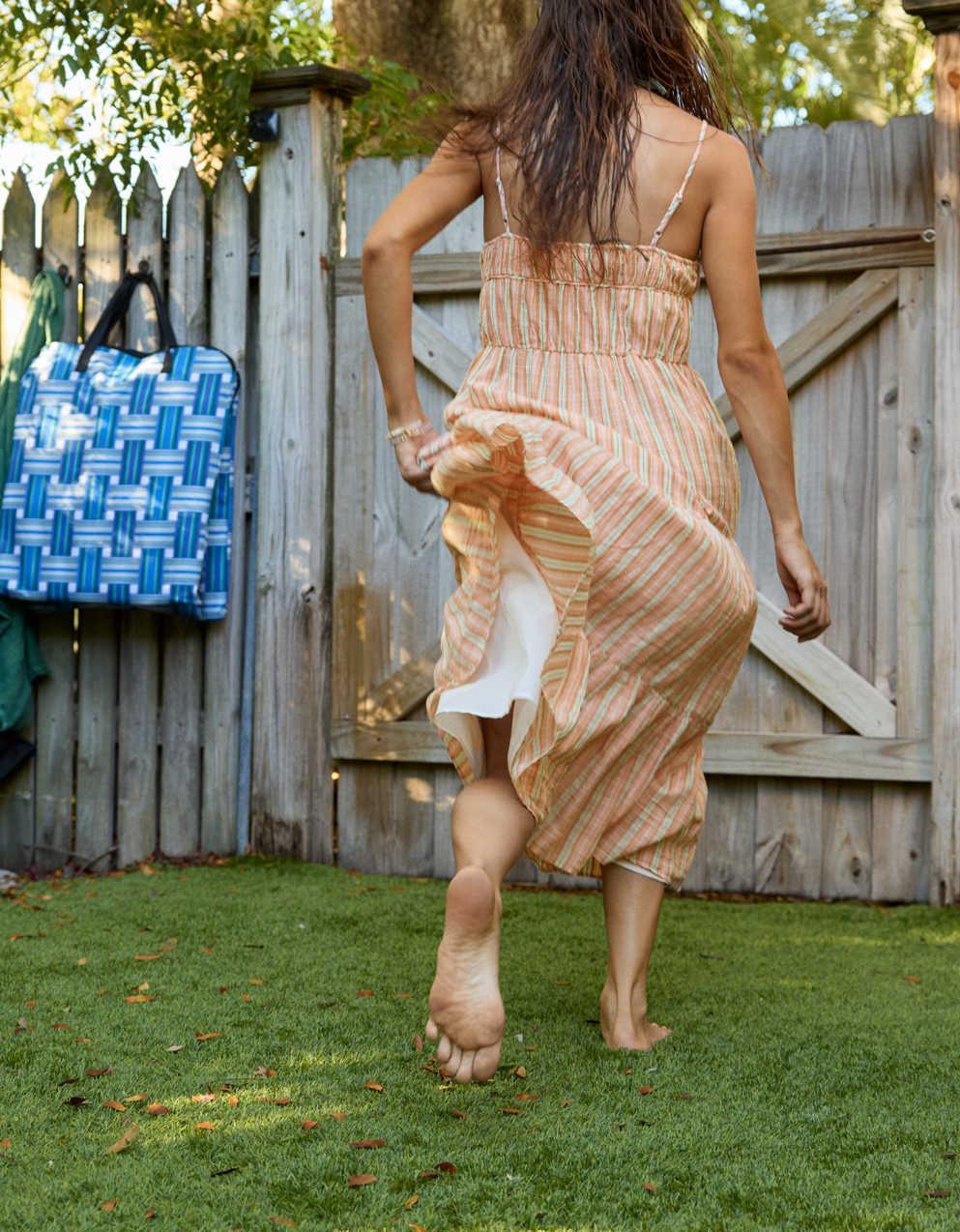 Aerie Striped Tiered Maxi Dress