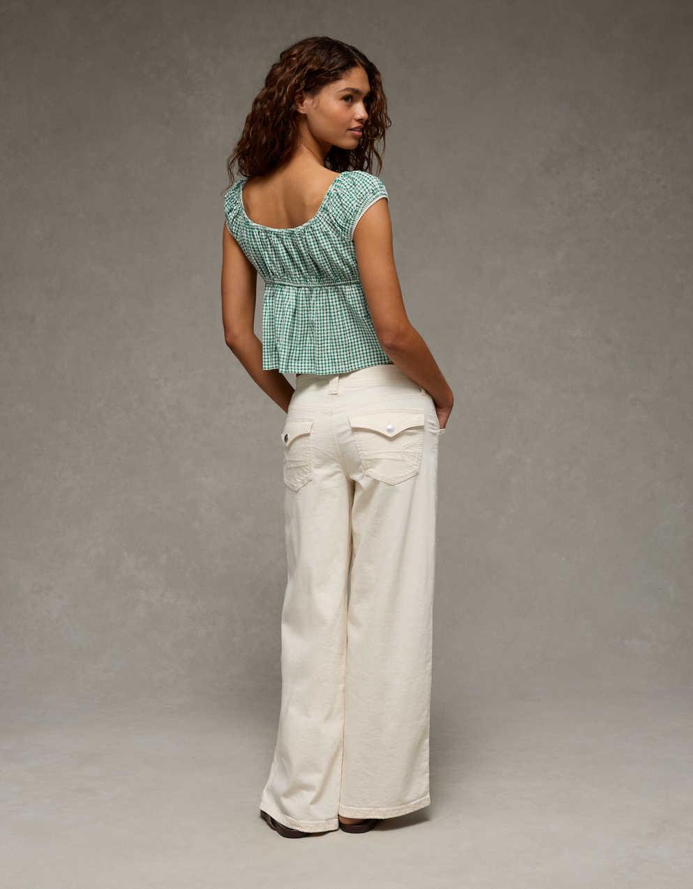 AE Cap-Sleeve Button-Up Top