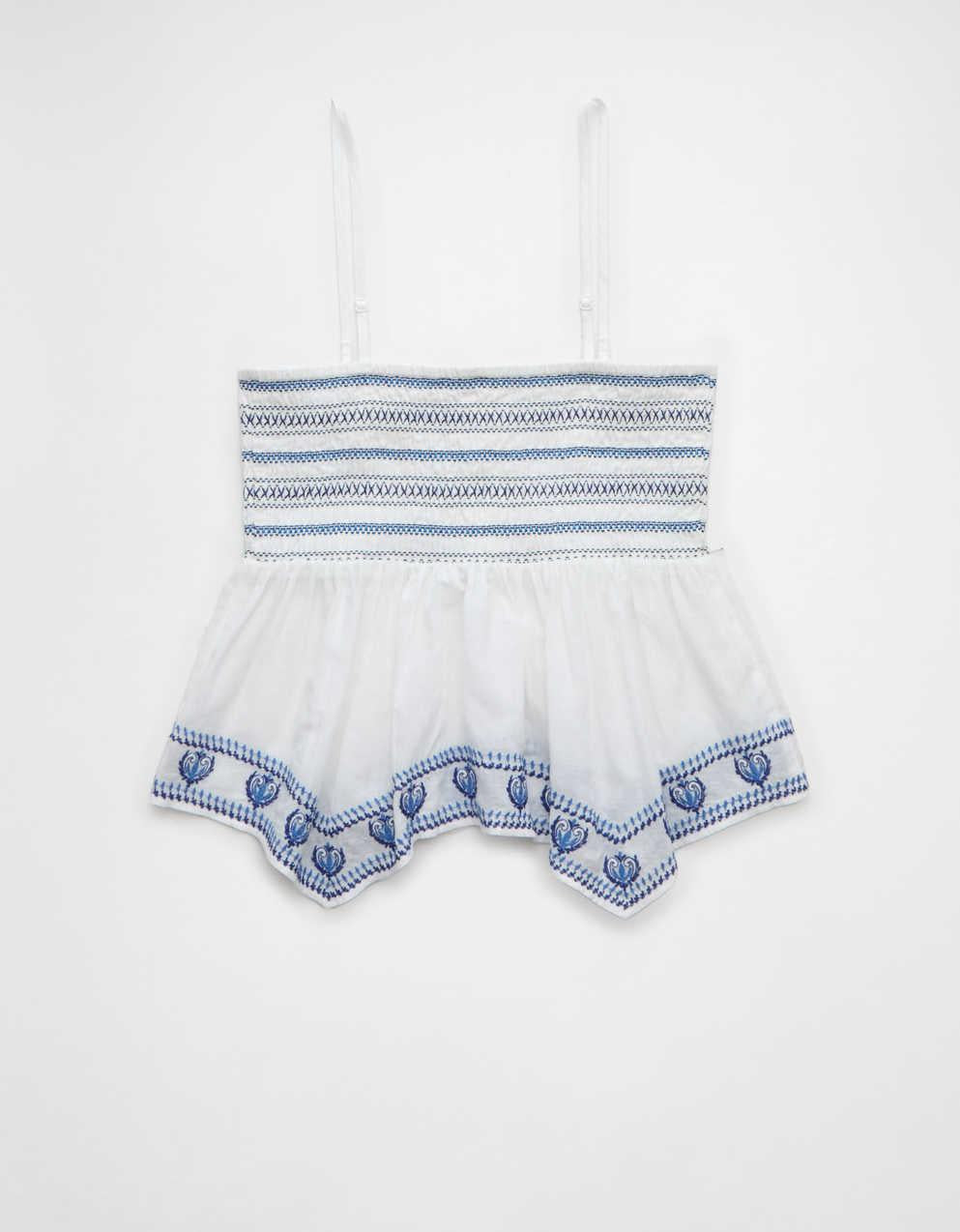 AE Handkerchief Hem Smocked Babydoll Tube Top