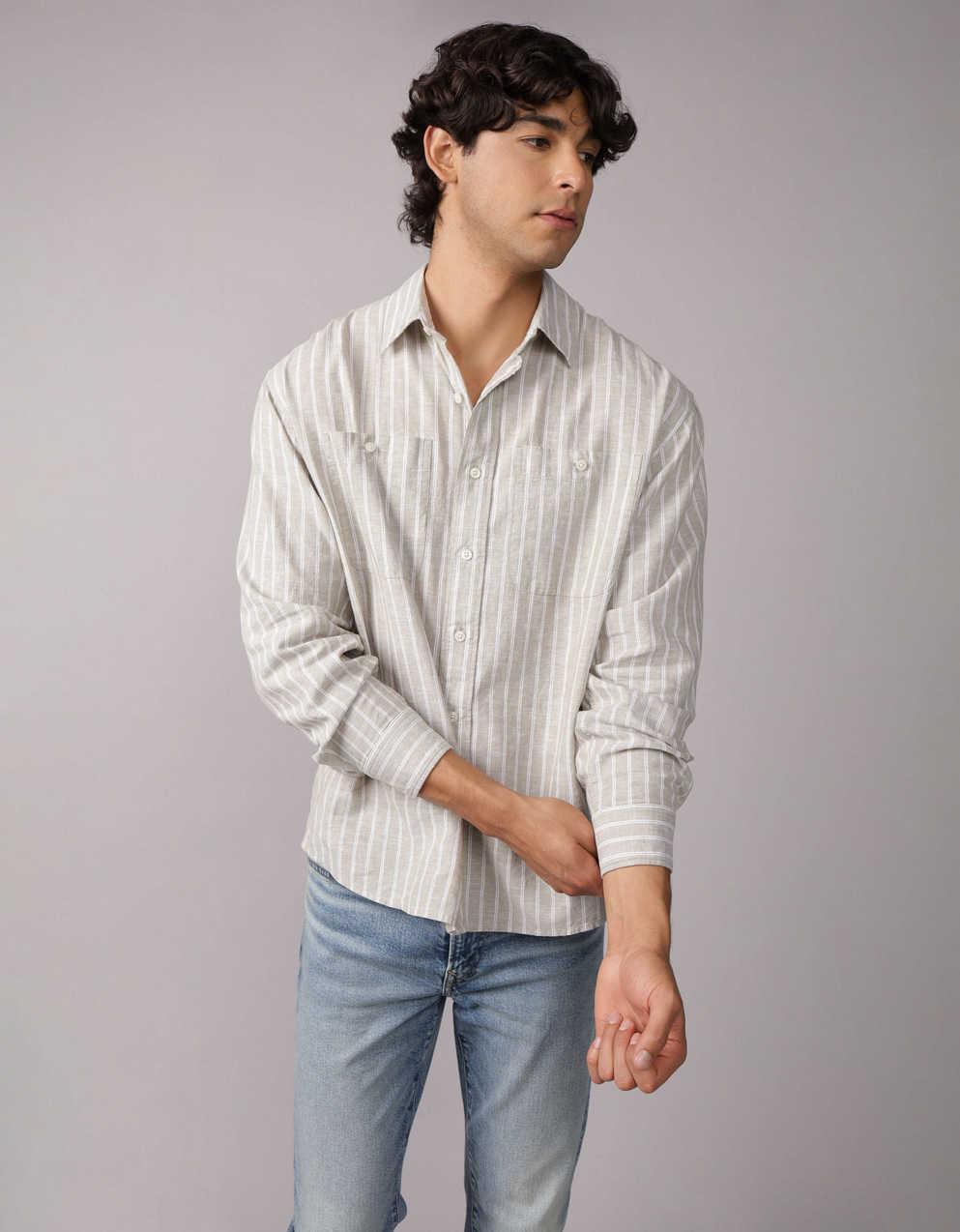 AE Everyday Relaxed Fit Linen-Blend Button-Up Shirt