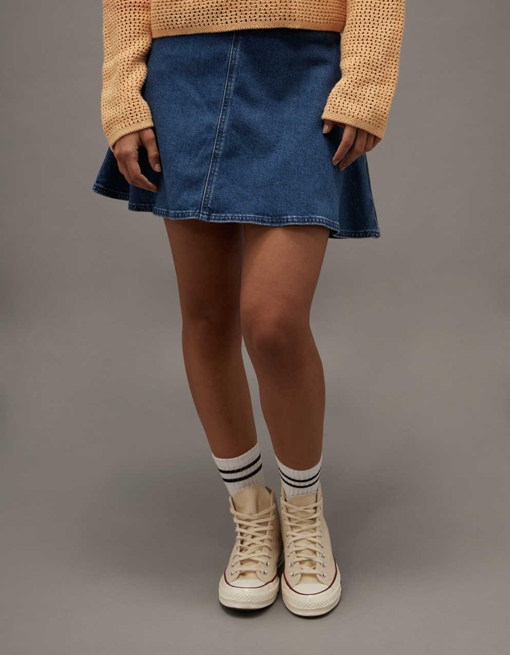AE Dreamy Drape Stretch Denim Circle Skort