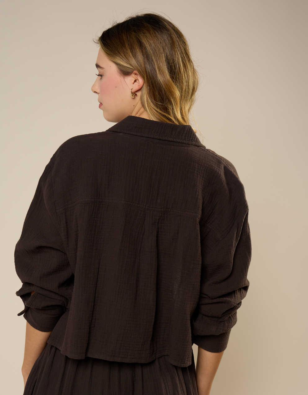 Aerie Good Day Cropped Cover Up Shirt