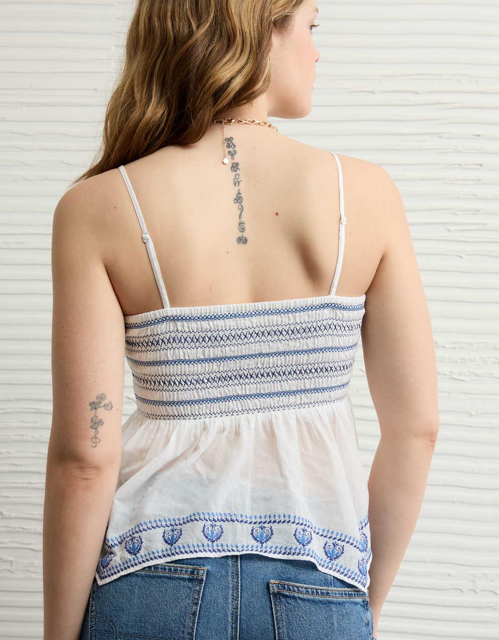 AE Handkerchief Hem Smocked Babydoll Tube Top