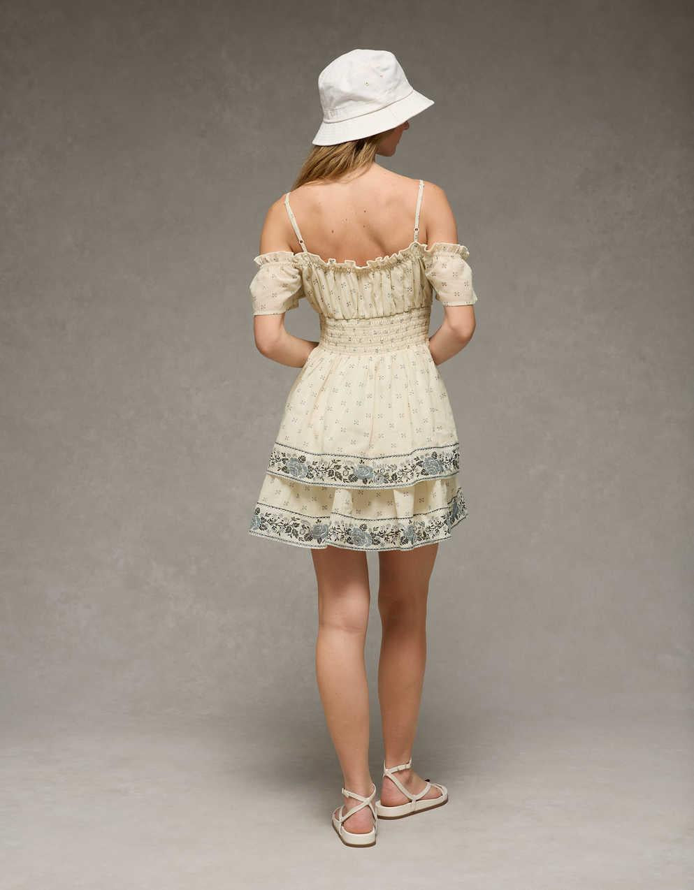 AE Off-The-Shoulder Smocked Mini Dress