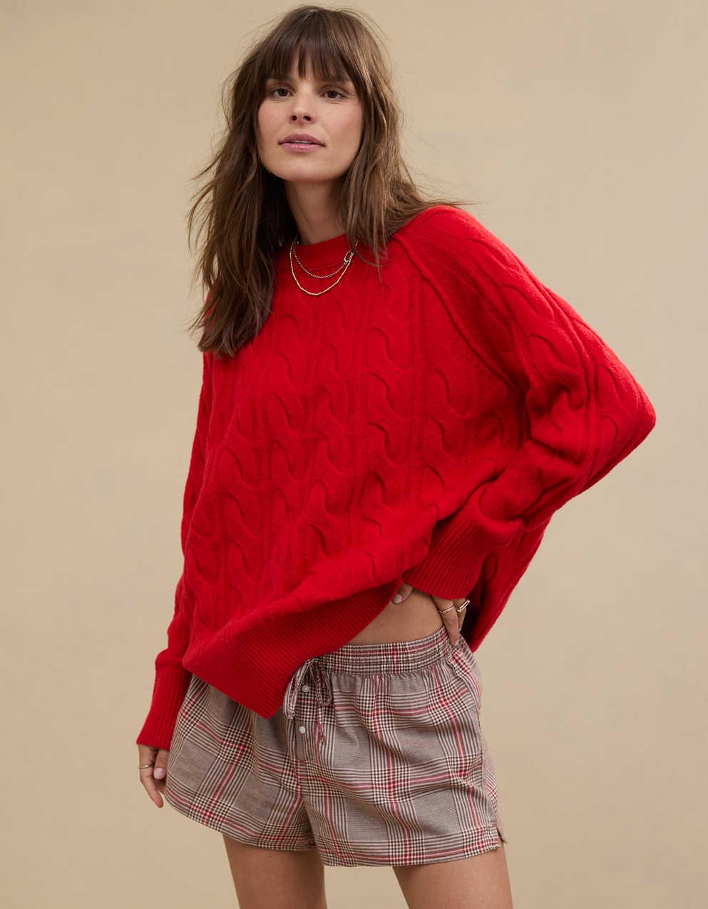 Aerie 언리얼 케이블 크루 스웨터