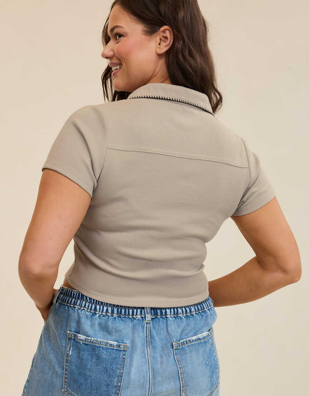 Aerie 크롭 폴로 티셔츠