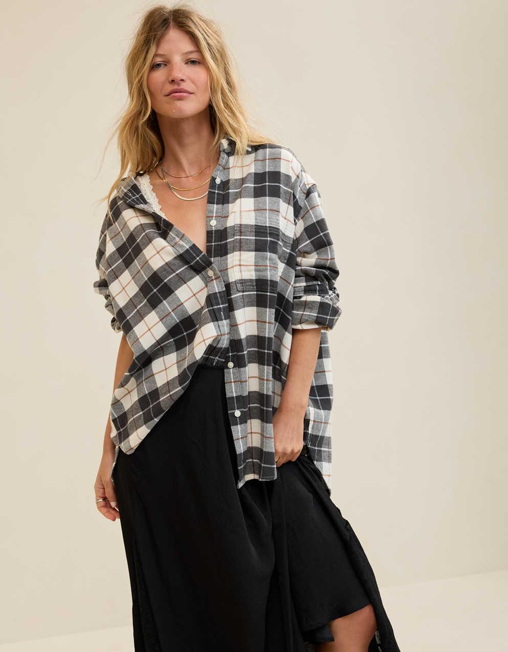 Aerie Anytime Fave Flannel Oversized Shirt