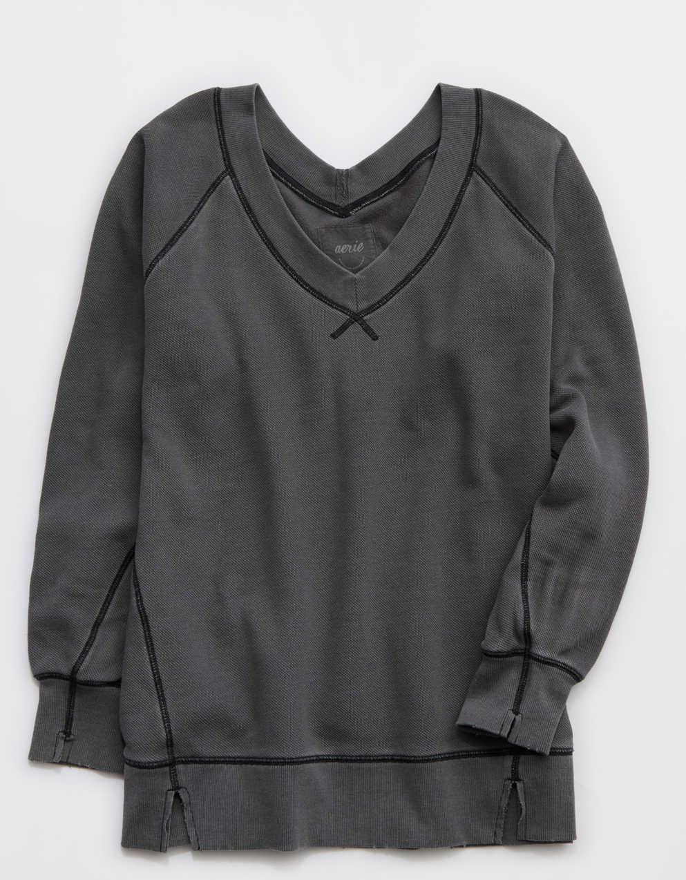 Aerie Downtime Textured V-Neck Sweatshirt
