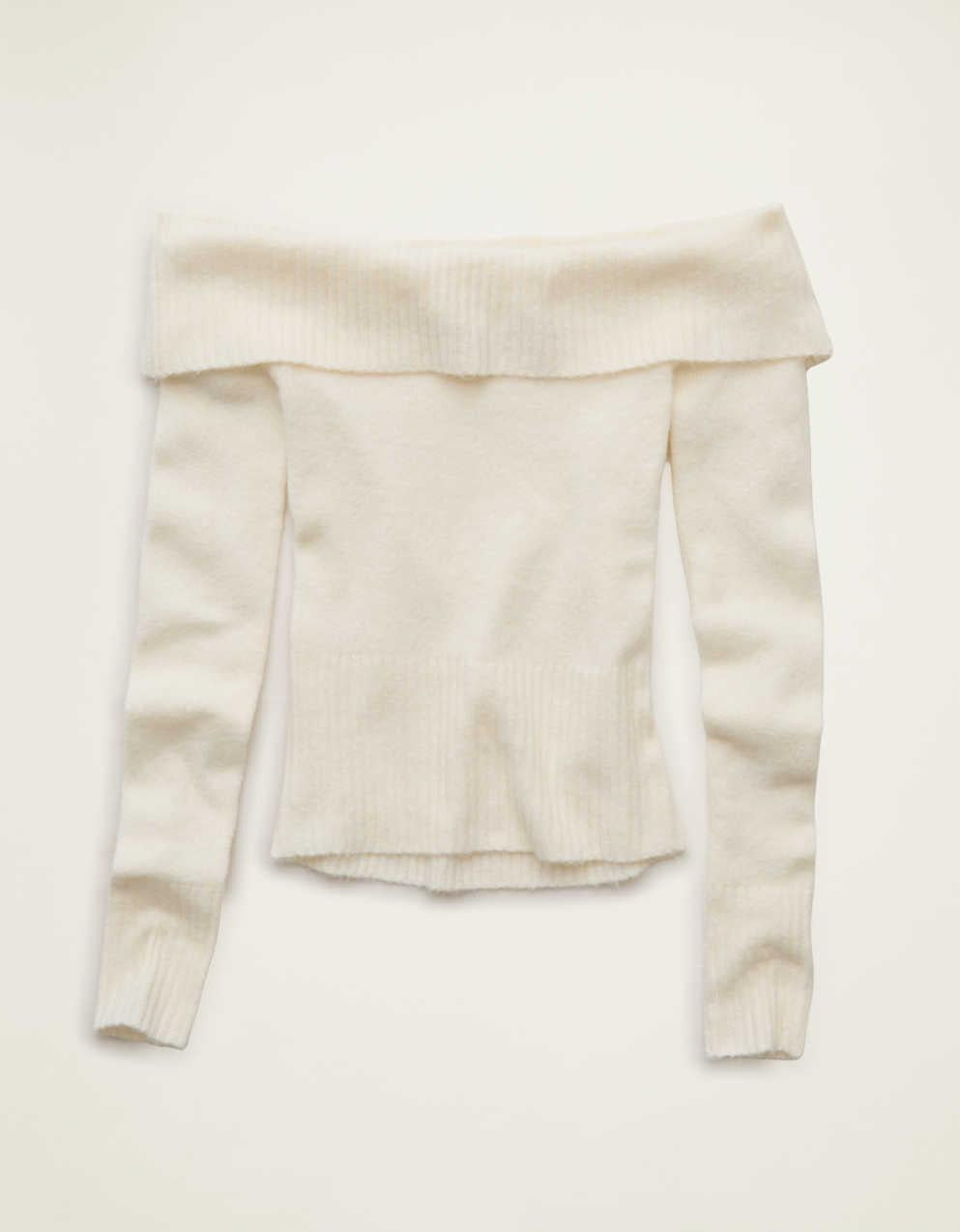 AE Whoa So Soft Off-The-Shoulder Foldover Sweater Top