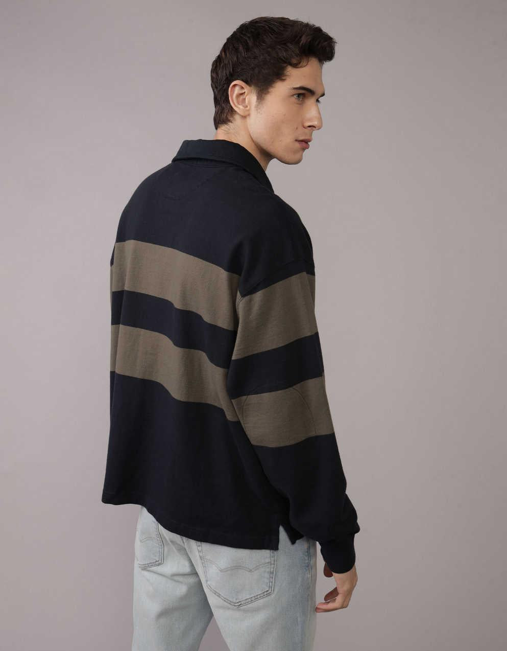 AE Long Sleeve Boxy Rugby Polo Shirt