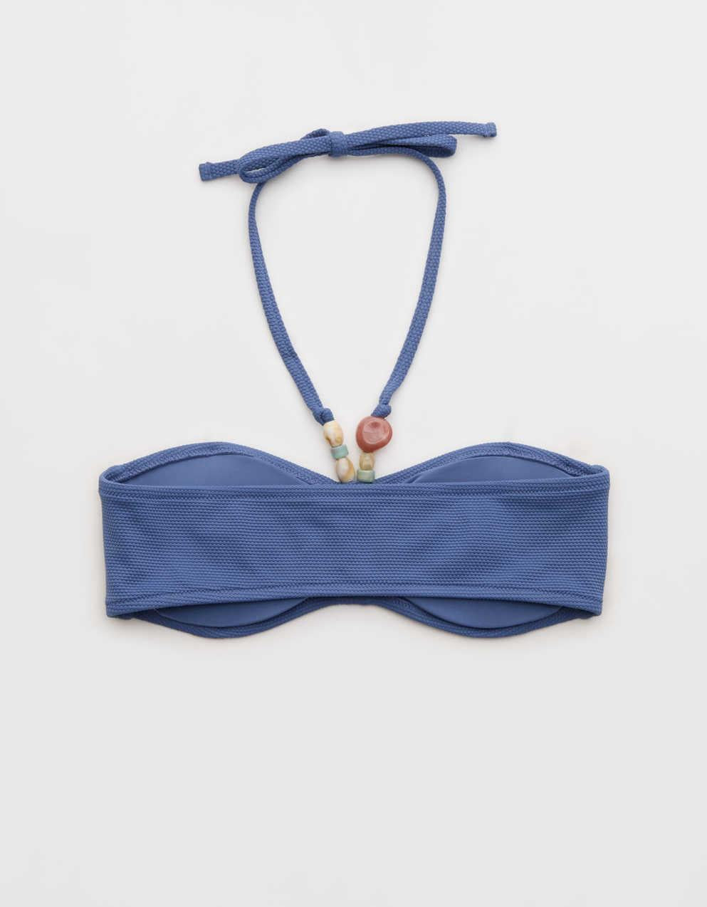 Aerie Pique Ruched Bandeau Bikini Top
