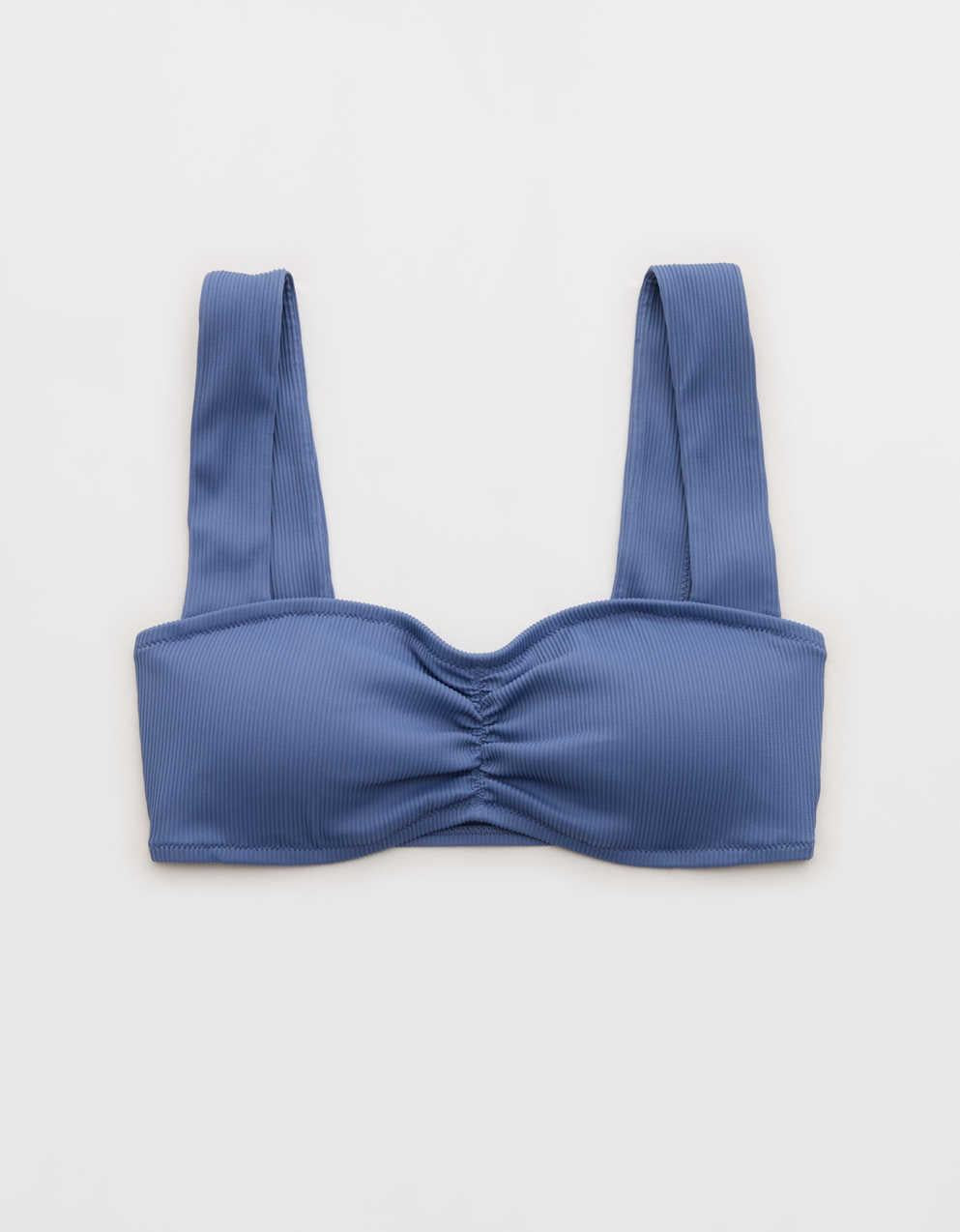 Aerie 러쉬드 와이드 스트랩 반도 비키니 탑