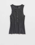 Aerie Unwind Waffle Henley Tank Top