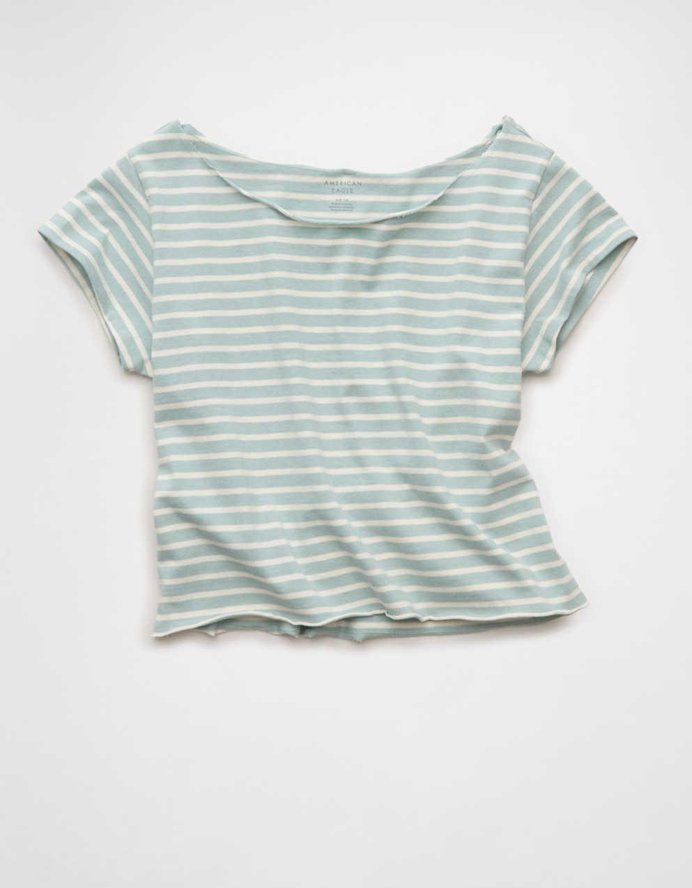 AE Off-the-Shoulder Striped T-Shirt