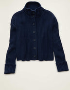 AE Button Up Mock Neck Cardigan Sweater