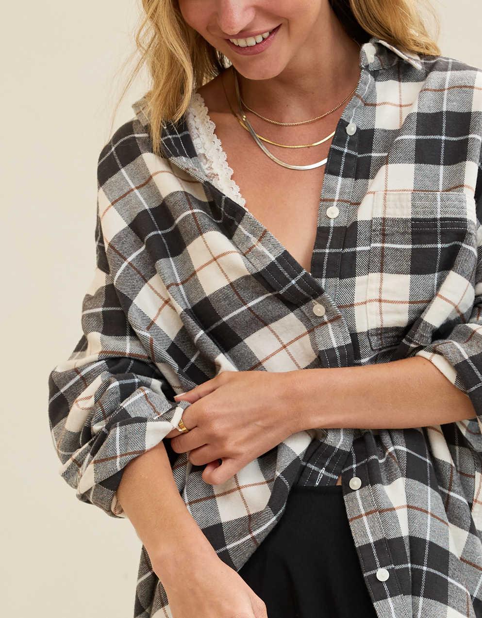 Aerie Anytime Fave Flannel Oversized Shirt