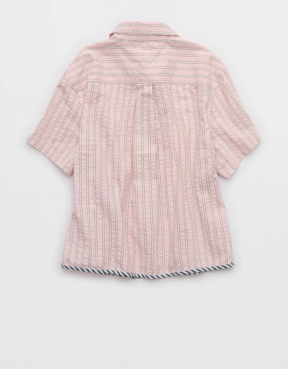 Aerie 시어서커 쇼트 슬리브 파자마 탑