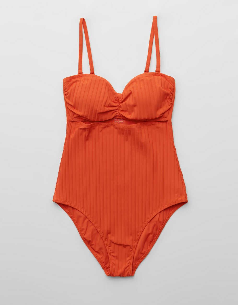 Aerie 립 러프드 반도 컷아웃 치키 원피스 수영복