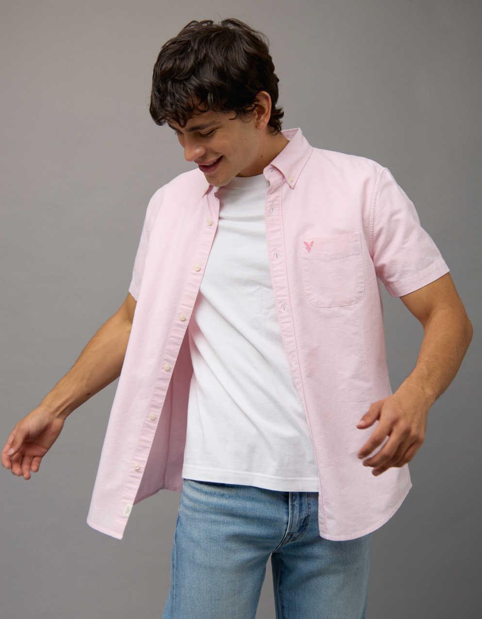 AE 쇼트 슬리브 슬림핏 버튼업 셔츠
