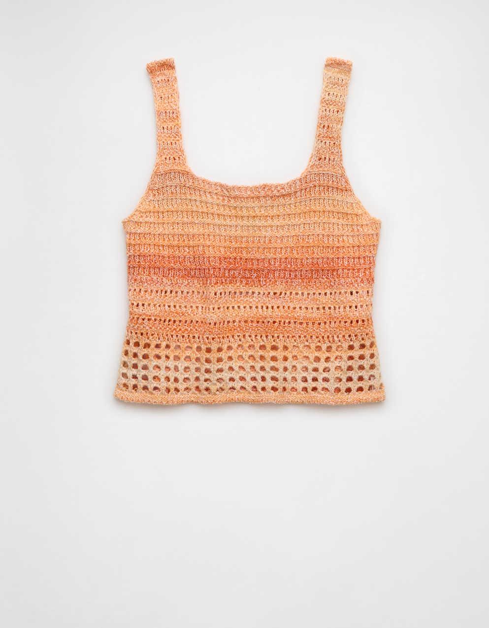 AE Space Dye Cropped Crochet Tank Top