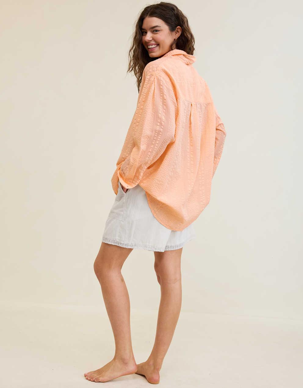 Aerie 시어서커 커버업 셔츠
